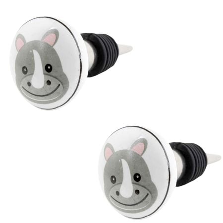 2 Pieces Hippo Flat Ceramic Wine Bottle Stopper